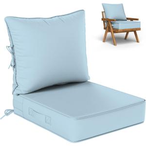 Outdoor Seat Cushion Set 22 L 24 W 5 H Inch Waterproof & Fade Resistant Patio Furniture Cushions with Removable Cover with Handle and Straps for Sofa Chairs, Chairs, Sky Blue