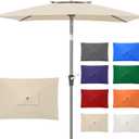 6.6 x 10 ft Rectangular Patio Umbrella, Outdoor Market Table Umbrella with Push Button Tilt and Crank, Double-Tier Vent, 6 Ribs, Rectangle Patio Umbrella for Backyard, Deck, Pool, Fits 4–6 Chairs and Tables (Beige)