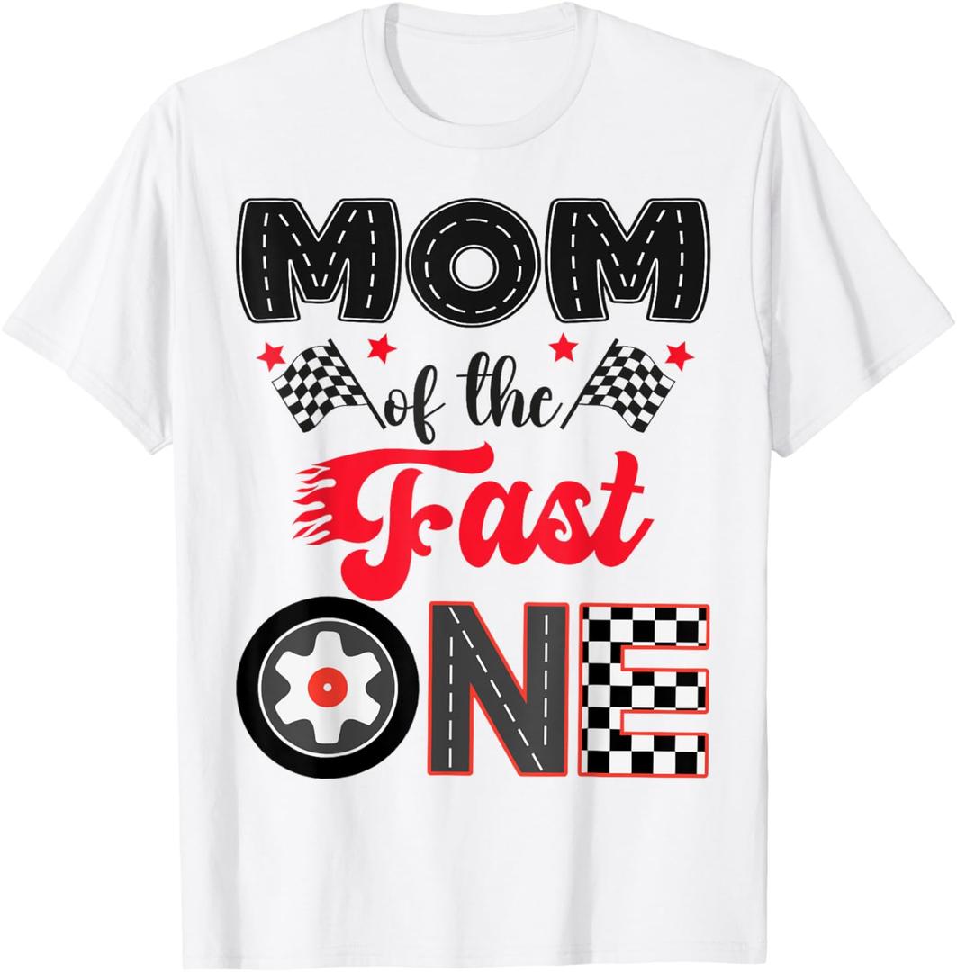 Mom Of The Fast One Car Racing Dad 1St Birthday Boy T-Shirt, Size S