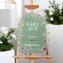 24" x 18" Acrylic Baby Shower Welcome Sign Baby in Bloom Wildflowers Welcome Sign Large Wildflowers Display Stand Decoration for Garden Ceremony Lawn Outdoor Indoor
