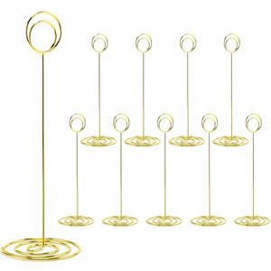 10Pcs Place Card Holder, Table Number Holders, Wire Picture Holder, Table Card Holders Stand, Photo Holder for Centerpieces, Wedding Reception, Party, Birthday (Gold) (Extra Large)
