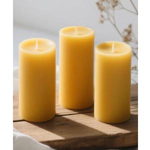 Natural Beeswax Candles 3 Packs, 105 Hours Burn Time Total, 100% Pure Beeswax Pillar Candles for Emergency Prayer Home Decor, Bees Wax Candle for Relax, Smokeless & Dripless [2x4 inch]