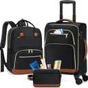 RAINSMORE Carry On Luggage 22x14x9 Airline Approved, 20 Inch Softside Suitcases with Wheels, 3 Piece Luggage Sets, Rolling Carry On Suitcase with TSA Lock for Travel Weekender
