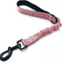 Short Dog Training Control Leash 18 Inch 1 Inch Wide Heavy Duty Elastic Traffic Bungee Leash with Padded Handle Suitable for Medium and Large Dogs(Pink)