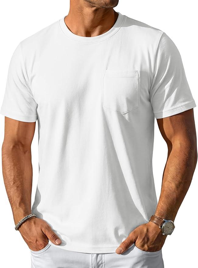 Magcomsen Mens Pocket T Shirts Short Sleeve Cotton Moisture Wicking Plain Tshirts Casual Lightweight Summer Basic Tees, XL