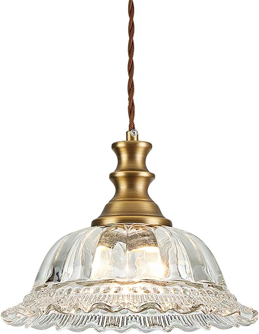 HDDFL Glass Pendant Lights Modern Pendant Lighting Fixtures 11.8 in Brushed Finish Hanging Lamp for Kitchen Island Bedroom Dining Room Coffee Shop Hallway Hotel Living Room (Matte Brass)