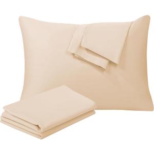 100% Egyptian Cotton Toddler Pillowcases Set of 2, 400 Thread Count Sateen Weave Small Pillow Protectors, Super Soft Breathable Zippered Pillow Covers 13x18 Inches (Beige, Toddler)