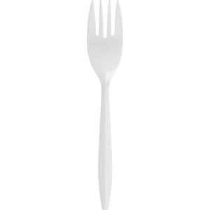 Genuine Joe Medium Weight Plastic Fork, White, 1000 Count