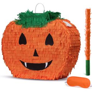 Halloween Pumpkin Pinata for Kids Birthday Party Fiestas Decorations Perfect for Halloween, Photo Prop, October Birthday, Funny and Spooky Games(17"x13"x3.7")