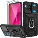 ATUMP for T-Mobile REVVL 7 Pro 5G Case with (2 Pcs) HD Screen Protector, Heavy Duty Shockproof with 360 Rotation Metal Kickstand [Military Grade] Protective Case for Revvl 7 Pro 5G, Black