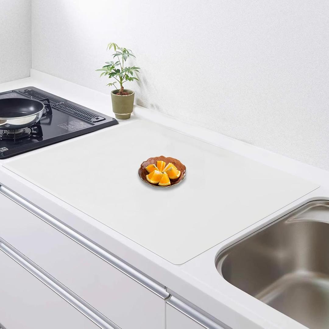 32''x24''(80cmx60cm) Silicone Mat for Kitchen Counter, Non-Slip Heat Resistant Countertop Protector, Waterproof Durable Kitchen Mat for Countertops, Islands (Semitransparent) (Translucent)