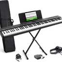Alesis 88 Key Keyboard Piano with 480 Sounds, Speakers, USB MIDI, Carry-Bag, Stand, Headphones, Pedal and Piano Lessons for Beginners, 88 Keys + Accessories