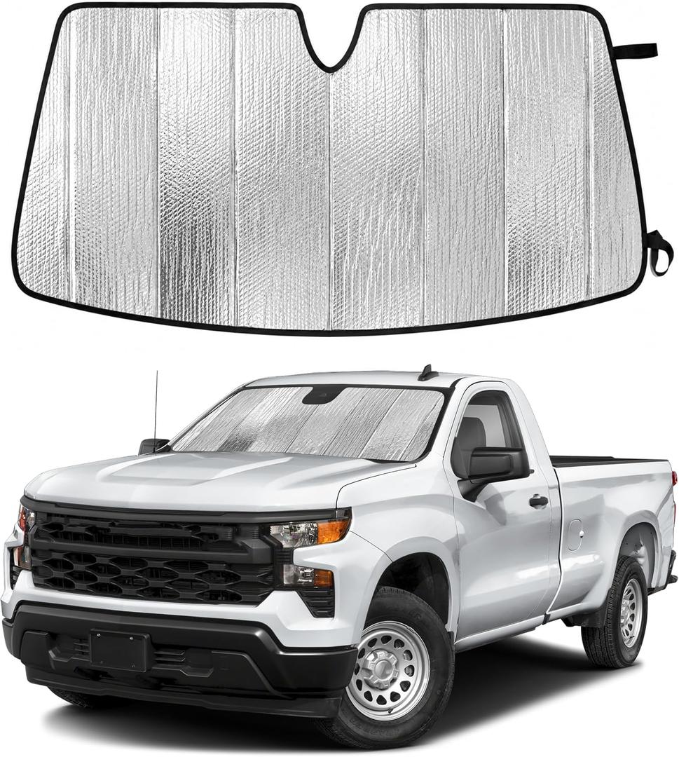 EcoNour Foldable Sun Shade Fit for Chevy Silverado 1500 2019-2024 2025 2026