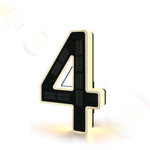 ISUNMEA 6.7 Inch Solar Lighted House Numbers for Outside, Light Up Waterproof LED Address Signs for Houses, Backlit Illuminated Exterior Modern House Numbers Light (4-Black, 6.7IN)