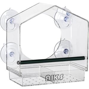 Window Bird Feeder with 4 Extra Strong Suction Cups, Large Outdoor Bird House for Cardinals Bluebird Chickadees etc.