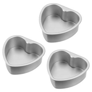 SynHHergyx 8 Inch Heart Baking Pan, 3 Pcs Aluminum Love Cake Molds with Removable Bottom, Reusable Heart Baking Tool for Kitchen, Wedding, Family, Gathering, Valentine's Day, Birthday Party