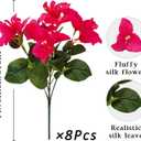 8 Bundles Artificial Flowers for Outdoors UV Resistant Fake Bougainvillea Silk Flower Faux Plants for Porch Balcony Patio Garden Home Decor (Rose Red)