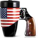 Novelty Coffee Mugs for Men, Ceramic Funny Gun Cup, Revolver Mugs, Birthday Gifts for Father, Black Cool Unique Coffee Mug for Men, Fathers Day Dad Gifts(16 oz Black Flag)