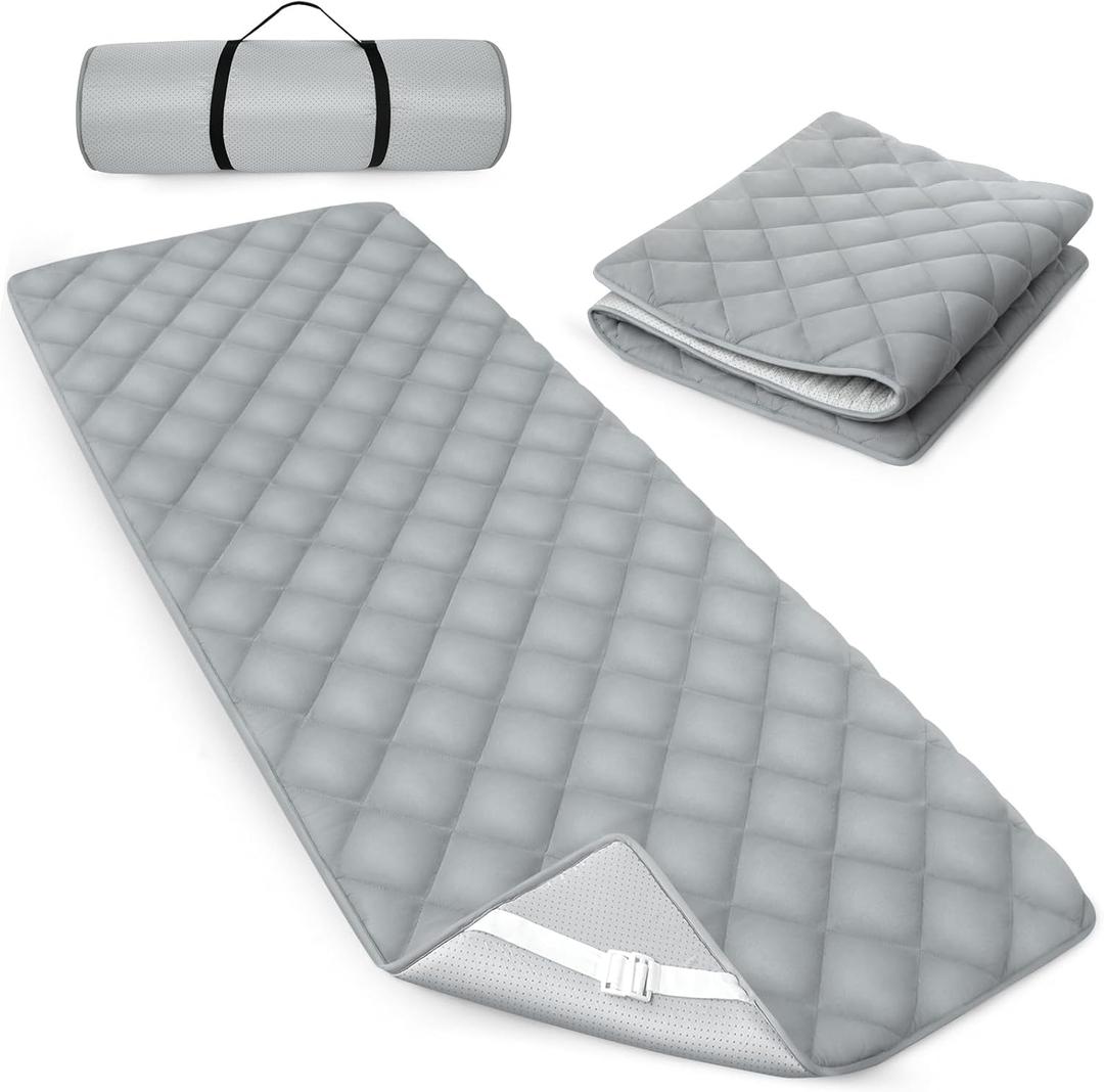 Quilted Foam Mattress Topper Pad, Non-Slip Super Soft Comfortable 75"x30", Cool Sleeping Pad for Camp Cot/RV Bunk/Narrow Twin Beds (Grey)