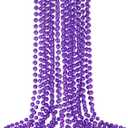 SHAOQINLIN 12 PCS Purple Mardi Gras Beads, Purple Beads Necklaces 33" Metallic Beaded Costume Necklaces Party Necklaces for Halloween Mardi Gras Parade Throws Wedding Birthday Party Favors