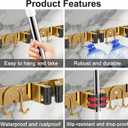 Mop Broom Holder Wall Mount, 2 Packs Gold Stainless Steel Tool Storage Organizer for Kitchen Garden Garage Laundry Room Bathroom and RV with 4 Slots 6 Hooks