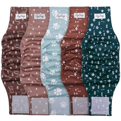 JoyDaog Reusable Dog Belly Bands for Male Dogs Diapers,4 Pack Premium Washable Dog Diapers Male Puppy Nappies Wrap,S