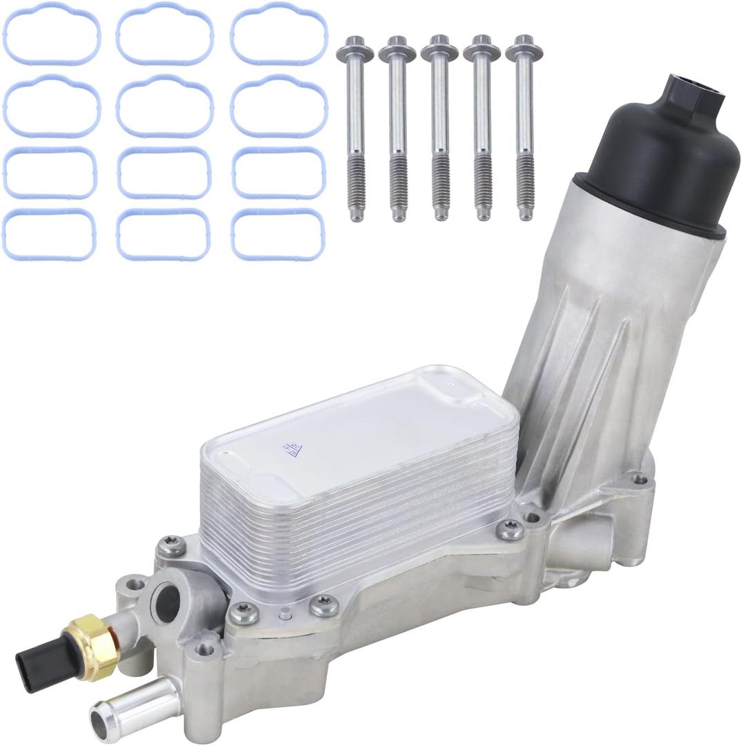 68365931AD Aluminum Engine Oil Cooler & Oil Filter Housing Adapter Assembly Compatible with 2019-2020 Jeep Wrangler Grand Cherokee Dodge Challenger Charger Caravan Durango Chrysler 300