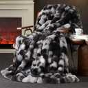 Amlie Home Faux Fur Throw Blanket for Couch, Ultra Soft Fuzzy Plush Bubble Throw for Sofa, Living Room & Home Decor, 50"x60", Tie-dye Black