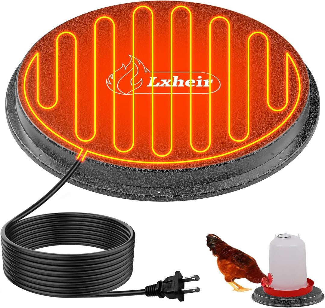 Metal Chicken Water Heater for Winter, 11'' Chicken Waterer Heater Base for 1-5 Gallon Metal or Plastic Poultry Waterer, Outdoor Eletric Poultry Water Heaters for Chicken Turkey Goose Duck Drinker