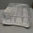 Farberware Classic Large Rust Resistant Full Dishrack with Removable 3 Compartment Flatware Caddy, Andlged Drain Board, 3-Piece, White
