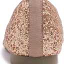 FEVERSOLE Women's Macaroon Colorful Memory Foam Cushion Insock Patent Ballet Flat, Glitter Rose Gold Pointed, 9