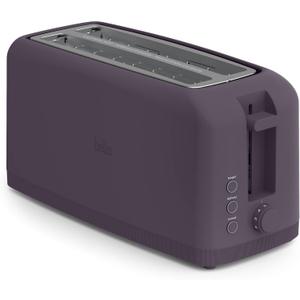 bella 4 Slice Slim Toaster, Fits-anywhere Kitchenware, 6 Setting Shade Control with Reheat & Cancel Buttons, Fits Sourdough, 10 Long Slot, Anti Jam & Auto Shutoff, 900 Watt, Plum