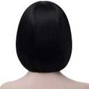 Black Bob Wigs for Women, 12'' Short Black Hair Wig with Bangs, Natural Fashion Synthetic Wig, Cute Colored Wigs for Daily Party Halloween BU027BK