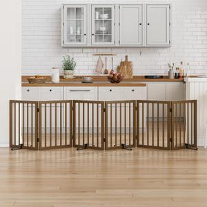 Dog Gate for Stairs, Foldable Dog Gate for Indoor Doorways House, Freestanding Pet Gates for Dogs, Doogie Puppy Fence Gate, 6 Panel - 110 inches Wide