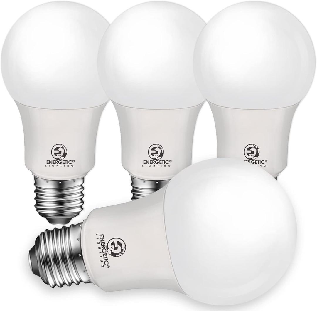 Energetic Light Bulbs 75 Watt, 1200LM Super Brightness, Daylight 5000K, E26 Standard Base, Non-Dimmable A19 LED Light Bulb, UL Listed, 4 Pack