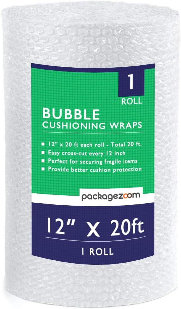 12 inch x 20 ft Bubble Cushioning Wrap, Perforated Every 12" Protective Packing Moving & Shipping Supplies for Boxes & Fragile Items (12" x 20 ft. / 1 Roll)