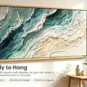 KIRFOLUC Large Abstract Beach Wall Art Textured Wave Seascape Wall Decor, 40"L x 20"W