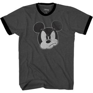 Mad Mickey Mouse Distressed Design T-Shirt for Adults (XX-Large Tall, Charcoal Heather/Black)