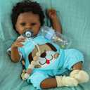 SCOM Realistic Reborn Baby Boy Black- 20 Inch African American Lifelike Newborn Real Life Baby Dolls with Clothes and Soft Body Toy Gift for Kids Age 3+