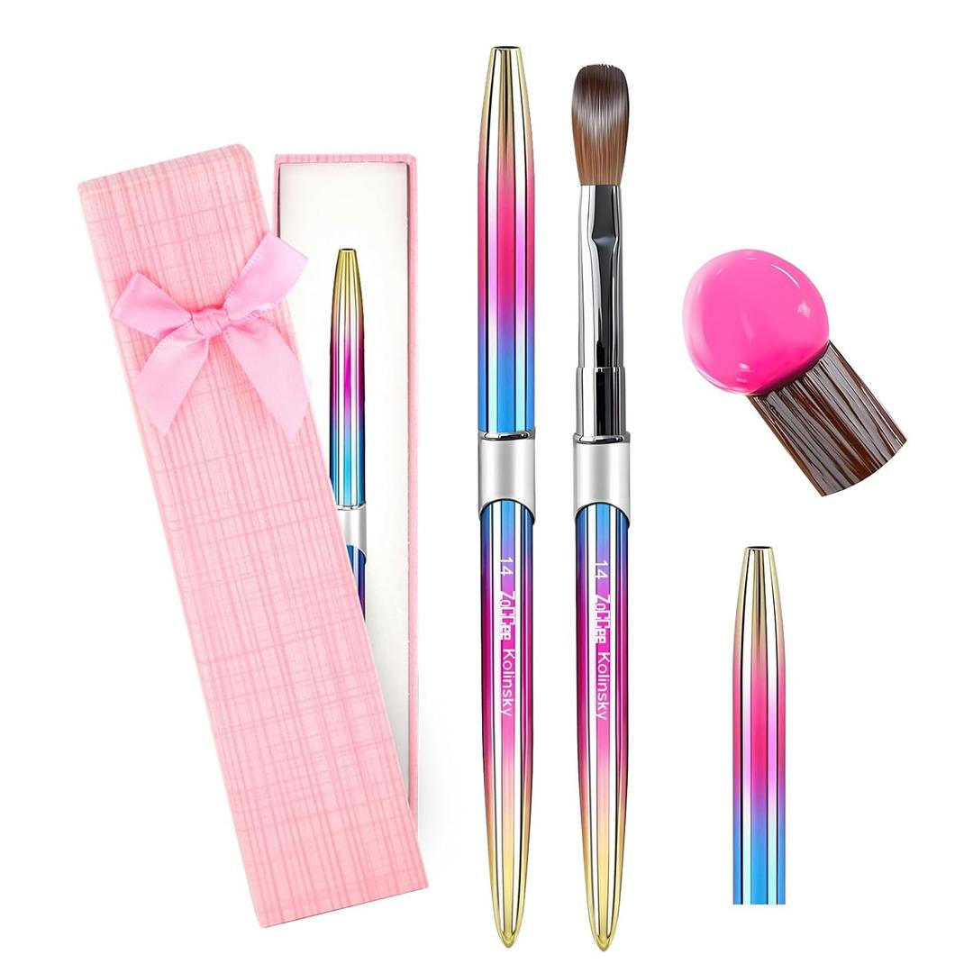 Acrylic Nail Brush - 100% Kolinsky Sable Hair Brush for Acrylic Application - Professional Salon-Grade Tools with Box for Nail Art, Extensions & 3D Carving (Gradient, #14) Acrylic Nail Brush - 100% Kolinsky Sable Hair Brush for Acrylic Application - Professional Salon-Grade Tools with Box for Nail Art, Extensions & 3D Carving (Gradient, #14)