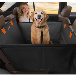 FURTIME Large Dog Car Seat, Upgraded PU Leather Back Seat Extender with Hard Bottom, Waterproof Pet Car Seat Cover for Medium Sized Dog, Pet Hammock for Cars, SUVs, Trucks (Large)