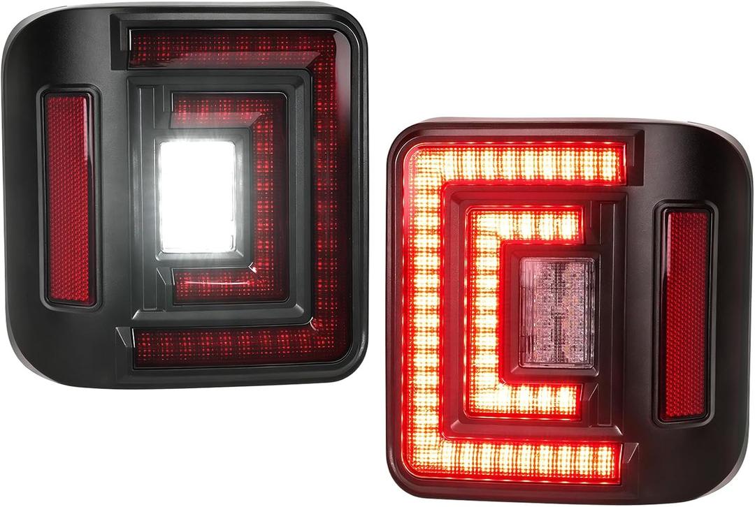 HOCHO Fit For Jeep Wrangler JL Tail Lights 2018-2025 (Also 4XE), DOT Brake Light Reverse Light Turn Signal Lamp Running Lights Side Marker-Flush Mount Fit for Jeep Wrangler JL Accessories