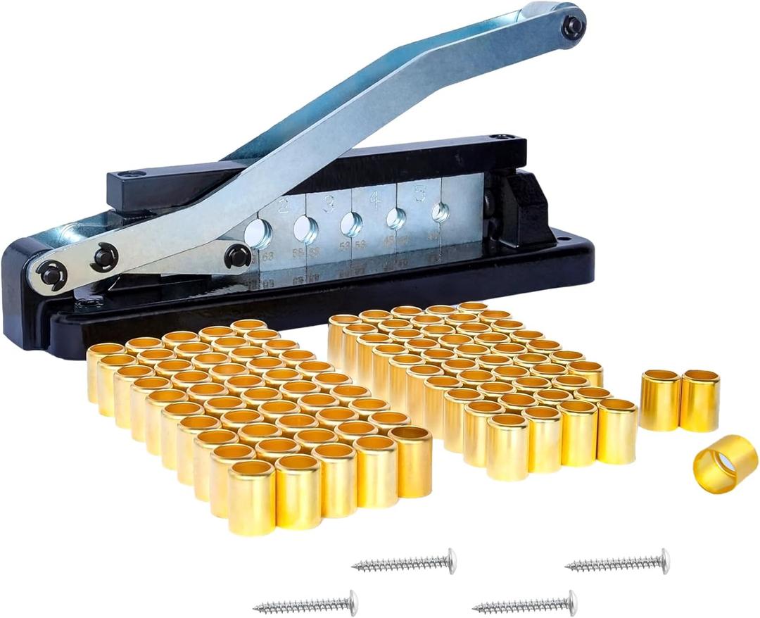 Heavy Duty Standard Air Hose Repair Kit, 3/8 Air Hose Crimping Tool
with Crimper 50 x 0.593" Id & 50 x 0.656" Id, Air Hose Crimper fits for 1/4", 5/16", 3/8" PVC and Rubber Hoses