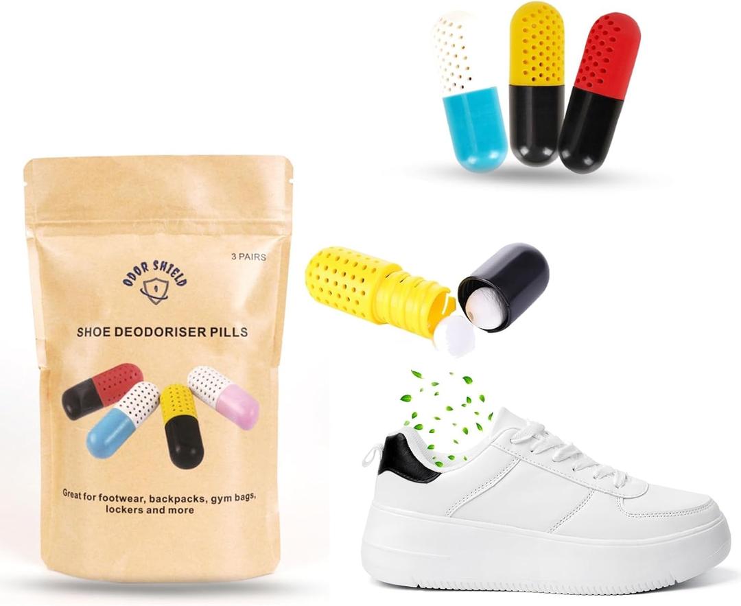 3 x 6 PCs Shoe Deodorizer & Hamper Deodorizer Pills |Moisture absorbers & odor eaters for shoes | Recharge & Spill-free Refresher Balls for Sneakers, Closets, Boxing Gloves, Cars and Gym bags