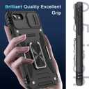2 x DEERLAMN Case for iPhone SE 2022/2020,for iPhone 8/7 with Slide Camera Cover + Screen Protector,Rotated Ring Kickstand Military Grade Shockproof Protective Cover 4.7 Inch-Black