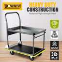 Heavy Duty Push Cart Dolly (700 lbs), Foldable Platform Hand Truck Made with High-Strength Steel, 2 Tier Design, Moving Flatbed Cart with Wheels for Warehouse, Garage, Workshop, Office