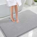 OLANLY Thick Memory Foam Bath Mat Rug 47x32, Extra Soft Absorbent Bathroom Rug, Quick Dry Bath Mats, Non-Slip, Machine Washable Carpet for Bathroom, Tub and Shower, Home Decor Accessories, Light Grey