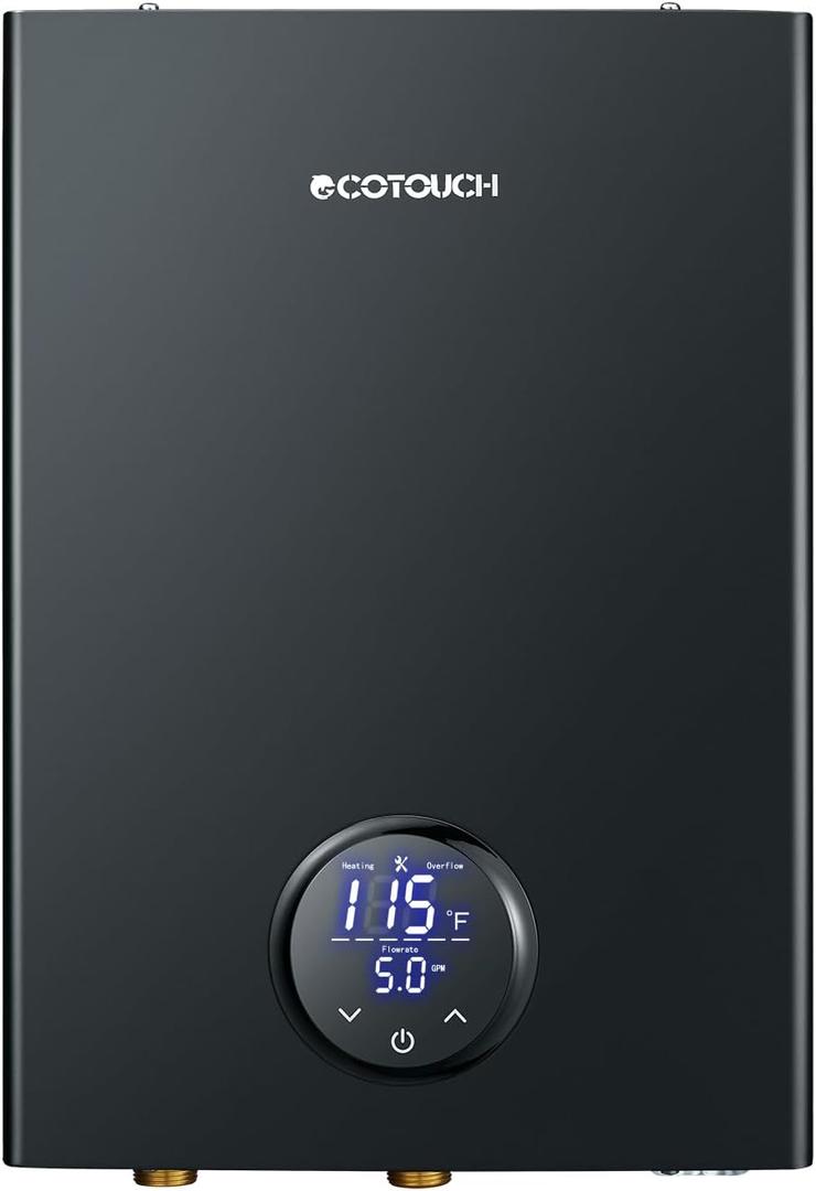 Electric Tankless Water Heater, ECOTOUCH 27kW on Demand Water Heater Electric 240Volts Instant Endless Hot Water Heaters Point of Use with Self-Modulation to Save Energy ECO270B