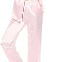 Samring Women's Silk Satin Pajamas Set Long Sleeve Button Down Sleepwear 2 Piece Pjs Lounge Set XXL (Dark Green)