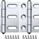 2 Pack Door Butt Hinges Cabinet Hinges with Flat Head Screws,Adjustable Hole Spacing Range 3/5inch,3.35inch x 2.48inch,Silver